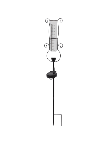 STAR Trading Solar Regenmesser ,Pluvio mit LED Licht, schwarz, warmweiß, H 65cm