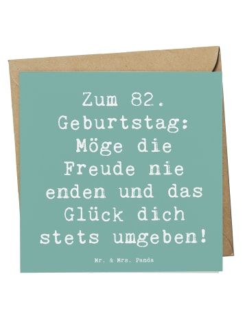Mr. & Mrs. Panda Grußkarte Spruch 82. Geburtstag Freude mit Spruch in Meeresbrise