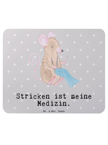 Mr. & Mrs. Panda Mauspad Maus Stricken mit Spruch in Grau Pastell