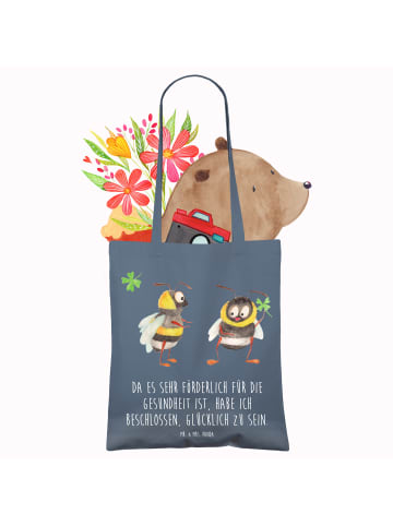 Mr. & Mrs. Panda Stofftasche Hummeln Kleeblatt mit Spruch in Indigo Blue