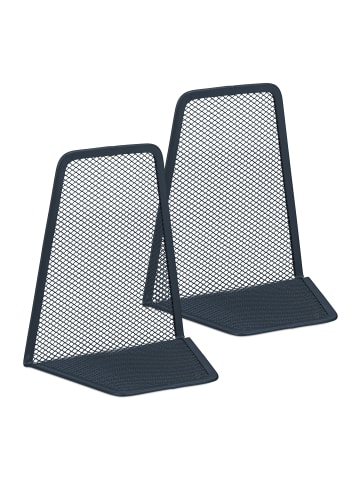 relaxdays 2 x Buchstütze in Anthrazit - (B)9 x (H)14 x (T)12,5 cm