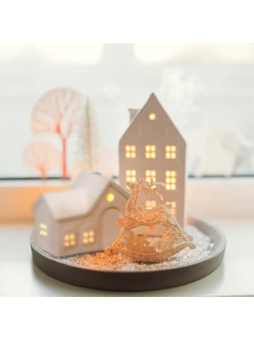 relaxdays Teelichthaus in Weiß - (B)11 x (H)9 x (T)6 cm