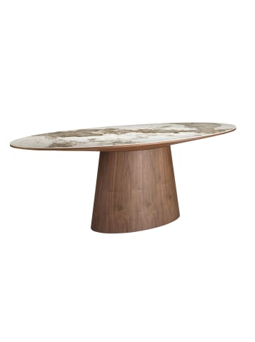 Esstisch 1177 in Weiß/Erde/Walnuss – Ø220 x (H)76 cm