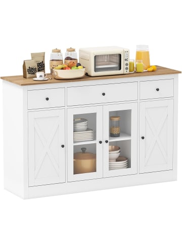 COSTWAY Sideboard 140 cm in Weiß