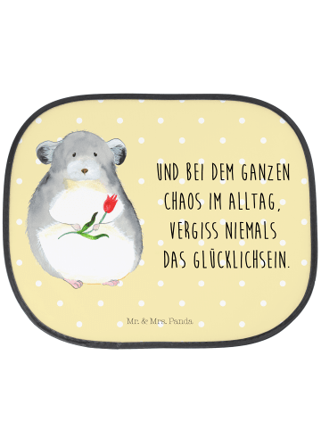 Mr. & Mrs. Panda Sonnenschutz Auto Chinchilla Blume mit Spruch in Gelb Pastell