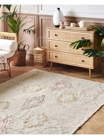 Beliani Kurzflor BETTIAH in Beige/Rosa/Blau - (W) 140 x (H) 1.4 x (L) 200 cm