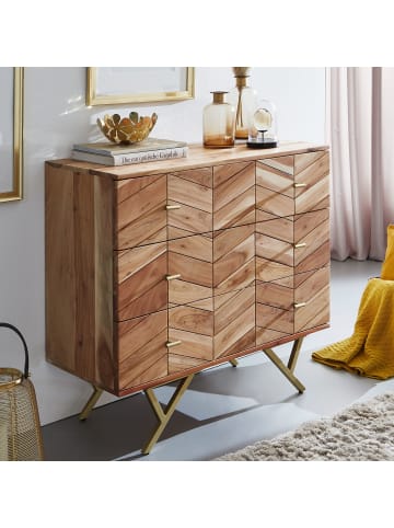 KADIMA DESIGN Rustikales Sideboard mit außergewöhnlichem Muster, Akazie Massivholz
