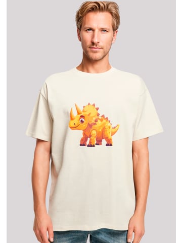 F4NT4STIC Heavy Oversize T-Shirt Süßer Triceratops Dinosaurier in sand