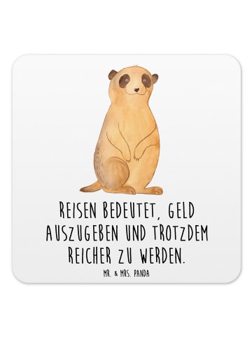 Mr. & Mrs. Panda Getränkeuntersetzer Erdmännchen mit Spruch in Weiß