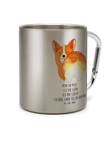 Mr. & Mrs. Panda Trinkbecher Corgi Po mit Spruch in Silber