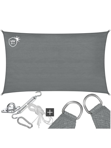 tectake Sonnensegel Sunny umfangreiches Montagematerial, grau