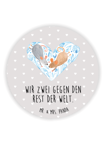 Mr. & Mrs. Panda Magnet für Kühlschrank Mäuse Herz mit Spruch in Grau Pastell
