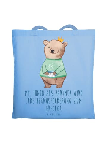 Mr. & Mrs. Panda Tote Bag Erfolgreiche Geschäftspartner mit Spruch in Sky Blue