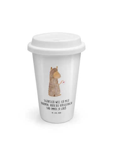 Mr. & Mrs. Panda To Go Becher Alpaka Fahne mit Spruch in Weiß