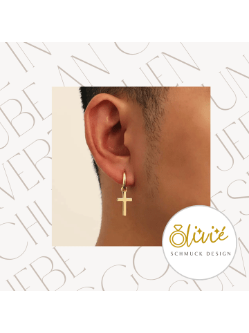 XCOAST Ohrringe - Unisex - Edelstahl - in Gold mit Kreuzanhänger