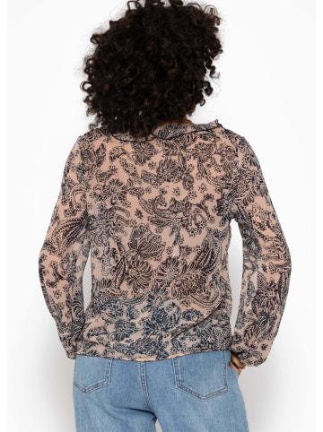 SASSYCLASSY Leichte Bluse mit Rüschen in Beige