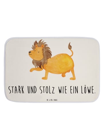 Mr. & Mrs. Panda Badematte Sternzeichen Löwe mit Spruch in Weiß