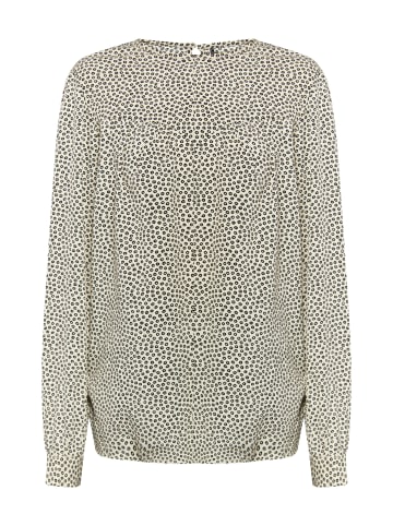 DreiMaster Damen Langarmbluse in Beige Schwarz