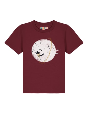 wat? Apparel T-Shirt Planet mit Eis in Weinrot