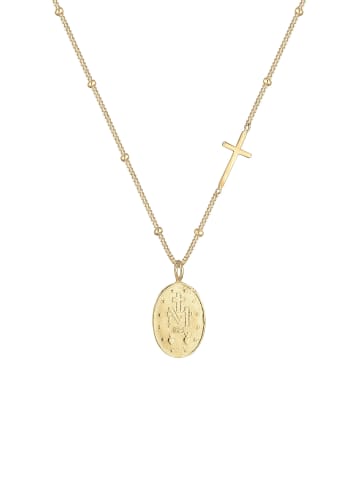 Elli Halskette 925 Sterling Silber Kreuz, Marienbild in Gold