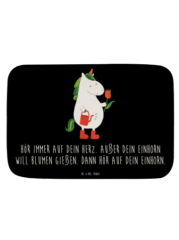 Mr. & Mrs. Panda Badezimmerteppich Einhorn Gärtner mit Spruch in Schwarz