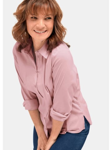 GOLDNER Kurzgröße:  Basicbluse mit  Hemdkragen in rosé