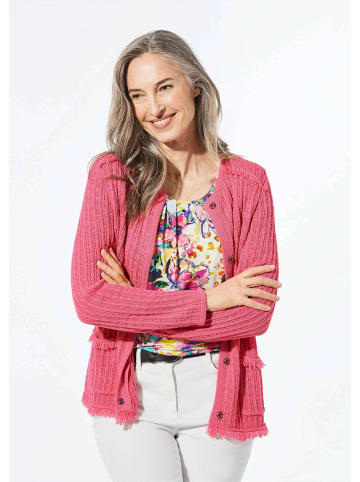 GOLDNER Kurzgröße:  Strickjacke Strickjacke mit Druckknöpfen in pink