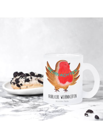 Mr. & Mrs. Panda Tee Tasse Rotkehlchen Weihnachten mit Spruch in Transparent