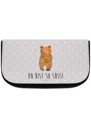 Mr. & Mrs. Panda Waschtasche Bär Honig mit Spruch in Grau Pastell