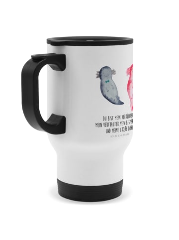 Mr. & Mrs. Panda Travel Mug Axolotl Freundin mit Spruch in Weiß