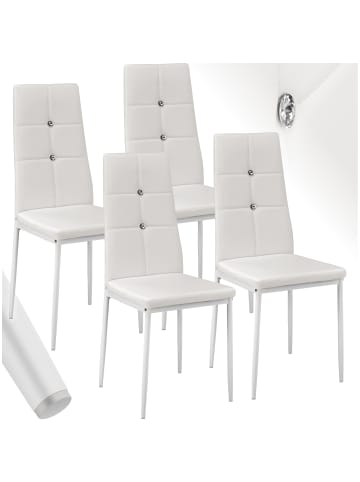 tectake Polsterstuhl mit Kunstlederbezug und Ziersteinen