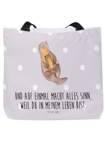 Mr. & Mrs. Panda Totebag Otter Kind mit Spruch in Grau Pastell
