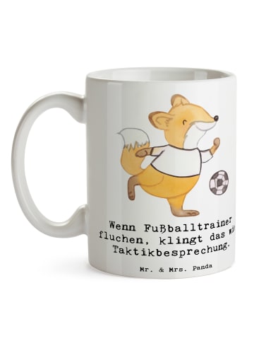 Mr. & Mrs. Panda Mug Fußballtrainer Taktik mit Spruch in Weiß