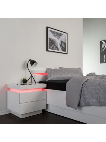 home24 Nachtkommode Emblaze in Hochglanz Weiß