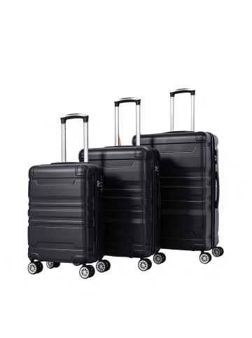 ABRIHOME 3er Hartschalen Koffer Set mit TSA-Schloss und Universalrad in Schwarz