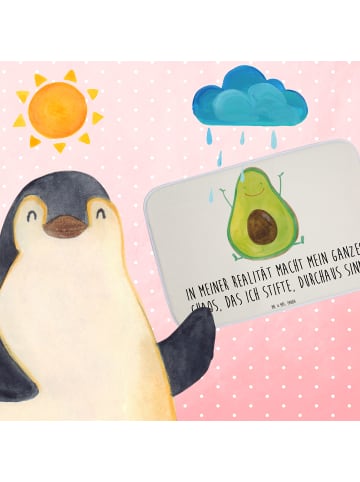 Mr. & Mrs. Panda Badezimmerteppich Avocado Glücklich mit Spruch in Weiß