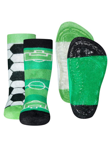 ewers 2er-Set Stoppersocken 2er Pack Fußball in grasgrün/ hell silber mel.