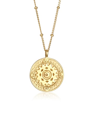 Elli Halskette 925 Sterling Silber Ornament, Münze, Sonne in Gold