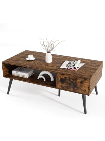 COSTWAY Couchtisch mit Schublade 109 x 55 x 39,5 cm in Braun