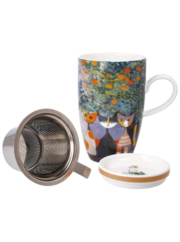 Goebel Teetasse mit Deckel und Sieb " Rosina Wachtmeister - Tempi felici " in Bunt
