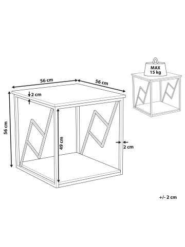 Beliani Beistelltisch FORRES in Braun/Schwarz - (W) 56 x (H) 56 x (L) 56 cm