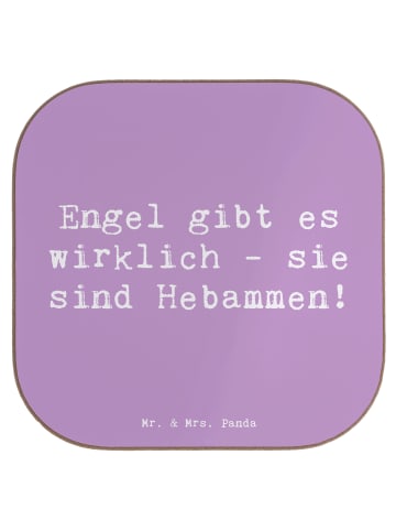Mr. & Mrs. Panda Glasuntersetzer Spruch Hebamme Engel mit Spruch in Lavendeltraum