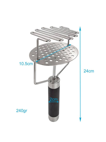 Intirilife Kartoffelstampfer Edelstahl Potato Masher Handstampfer Presse 24cm in Silber