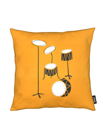Juniqe Kissen "Drums" in Grau & Orange