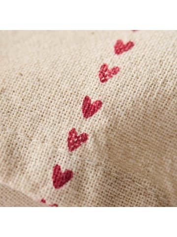 IB Laursen Stoffserviette VALENTINA Natur Rote HERZEN Linien