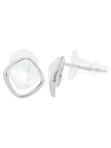 Adeliás Damen Ohrringe – Ohrstecker aus 925 Silber mit Perlmutt in silber