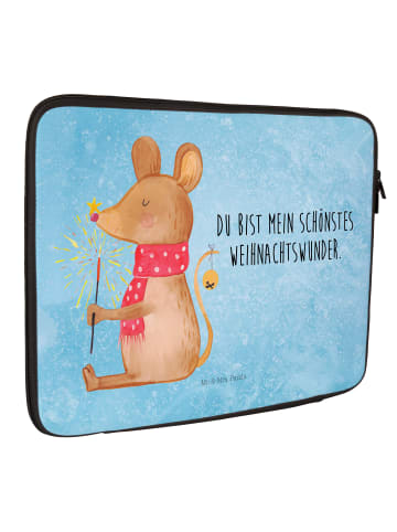 Mr. & Mrs. Panda Laptop Tasche Maus Weihnachten mit Spruch in Eisblau