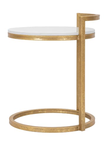 Mauro Ferretti Couchtisch aus goldfarbenem Metall mit weißer Tischplatte, 40 x 43 x 50 cm