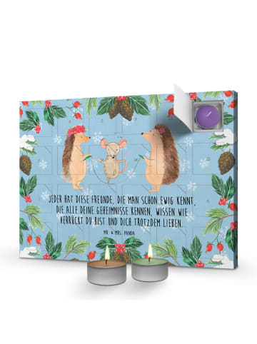 Mr. & Mrs. Panda adventskalender kerzen Igel Seilhüpfen mit Spruch in Eisblau