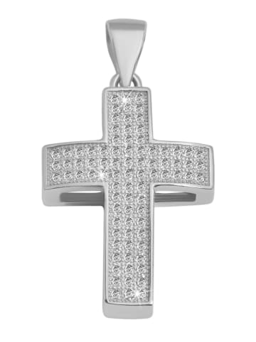 Adeliás Damen Anhänger – Kreuz Kreuzanhänger aus 925 Silber mit Zirkonia in silber